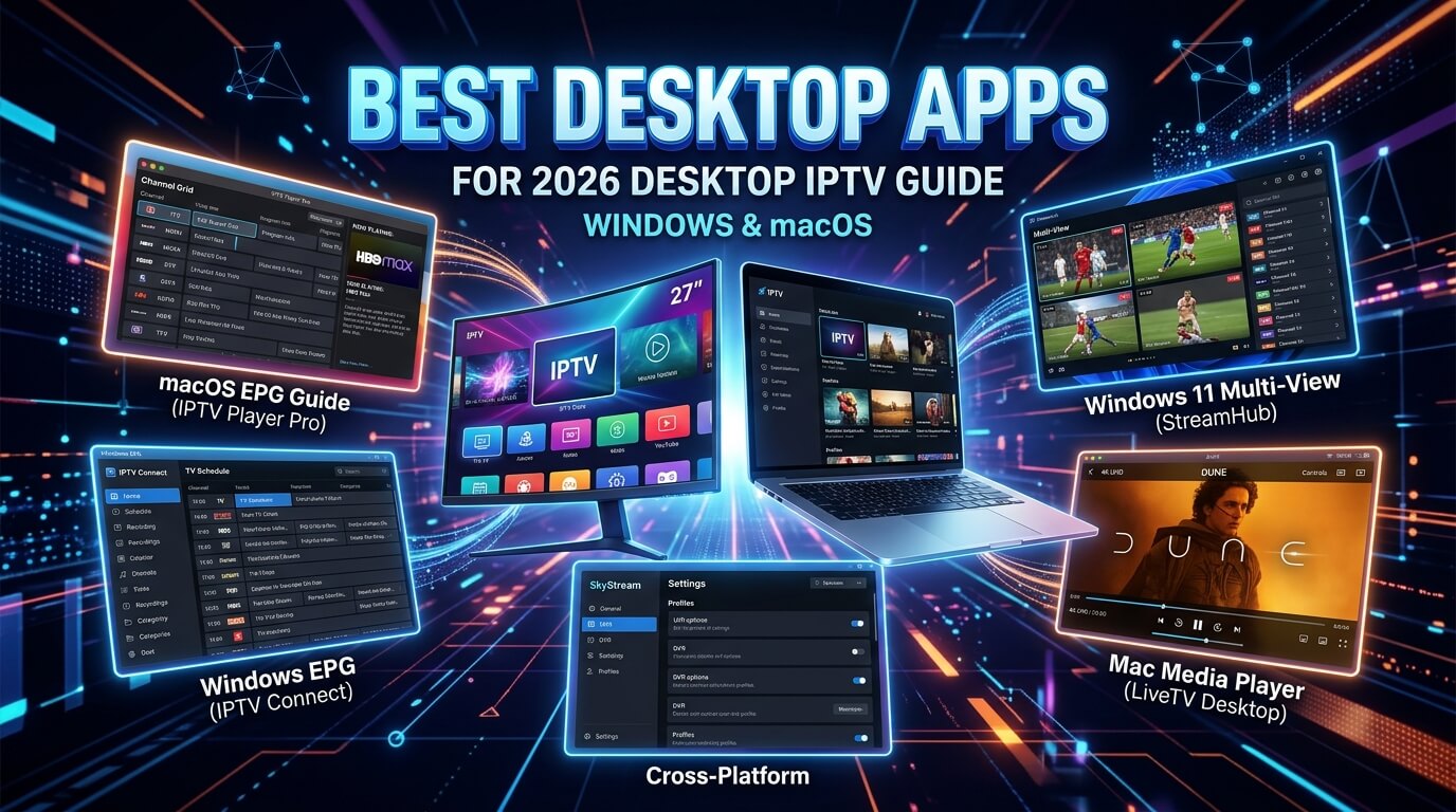Windows and Mac IPTV setup — IPTV Smarters Pro, Hot Player, IBO Player Pro, VLC and Kodi